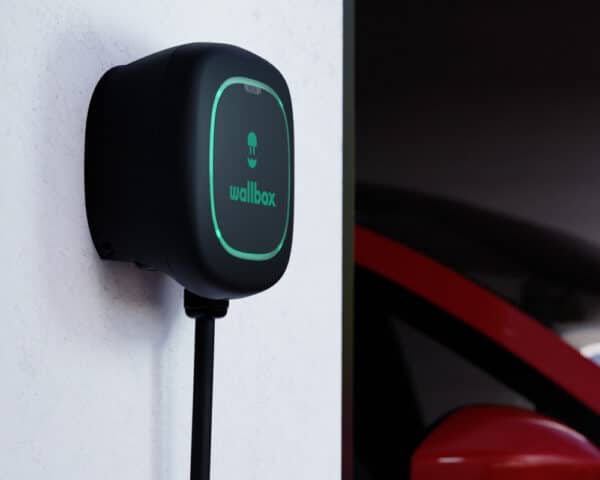 home EV charger wallbox mounted to wall