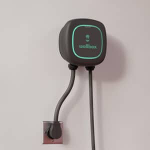 home EV charger wallbox mounted to wall