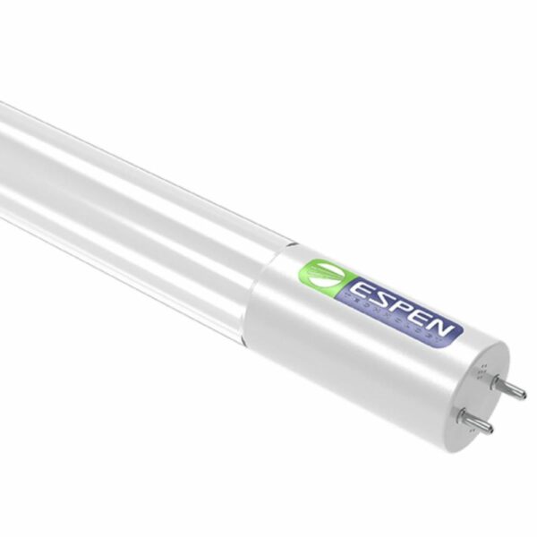 Fluorescent light tube with the Espen T8 LED Tube L48T8/840/10G-ID DE visible on the end cap, against a white background.