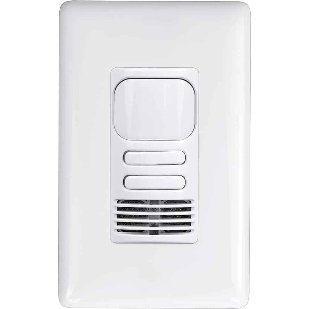 Hubbell Dual Technology Wall Switch Sensor LHDCMTD2-G-WH-M with ventilation slots.