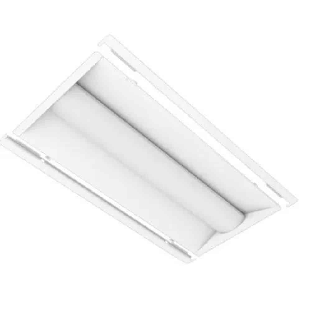 ILP LED Troffer Recessed Retrofit Kit LANCE24-35WLED-UNIV-40-ES ceiling light fixture with two tubes, viewed from below, against a white background.