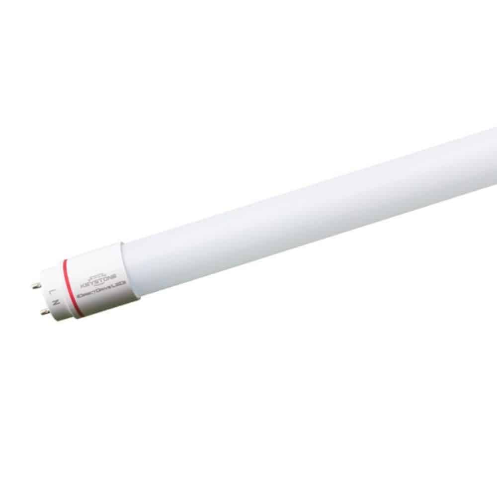 Keystone T8 LED Lamp KT-LED15T8-48GC-840-D /G3 with white casing and a two-pin base on a white background.