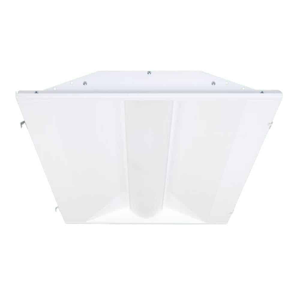 White, rectangular, 2x2 Orion TROFFER RETROFIT LDRE GEN 2 diffuser panel for a fluorescent ceiling light fixture, isolated on a white background.